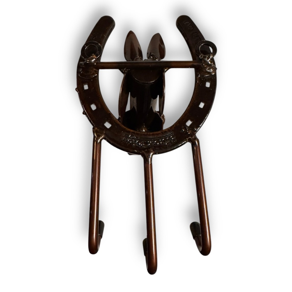 Horseshoe Horse Wall Hook, Brown Glaze Welded St Croix Forge Equestrian Tack - Picture 3 of 7